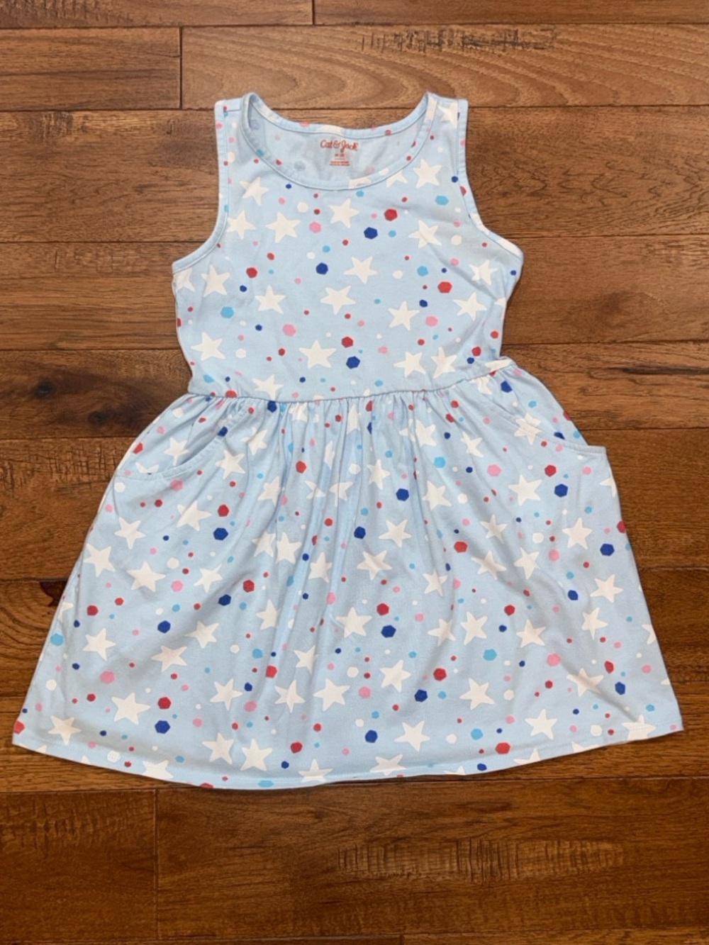 Cat & Jack Girls Racerback Sleeveless Stars Patriotic Dress - Size M (8)